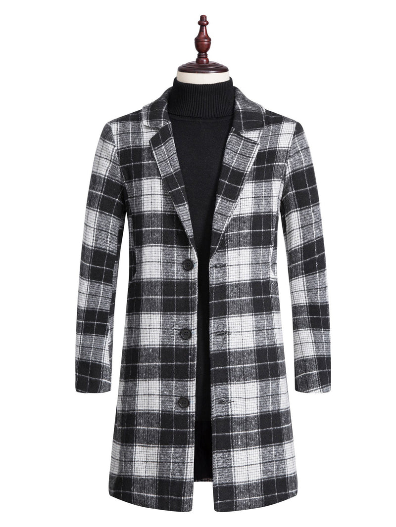 Men's Plaid Trench Coat