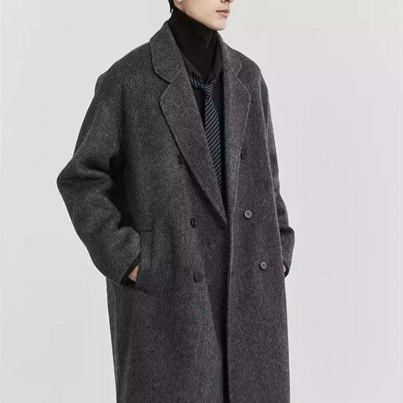 Double-sided Woolen Men's Mid-length trench coat