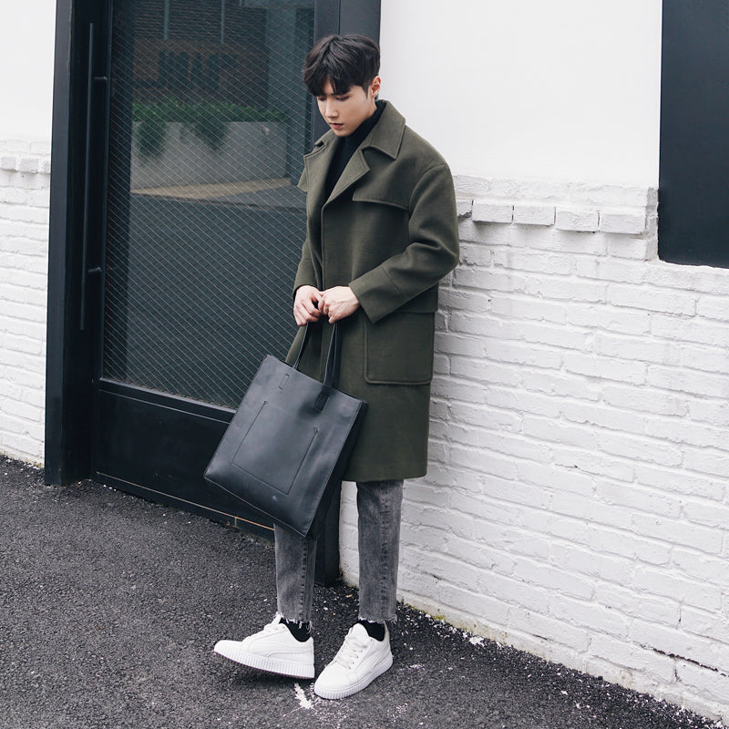 Men's Mid-Length Casual Loose Woolen Coat