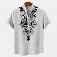 Men's Digital 3D Printing Linen Short Sleeve shirt