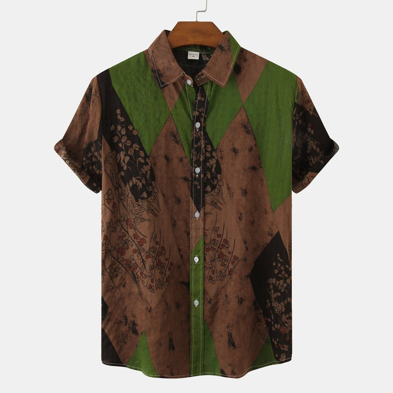 Men's Casual Short Sleeve Floral Shirt
