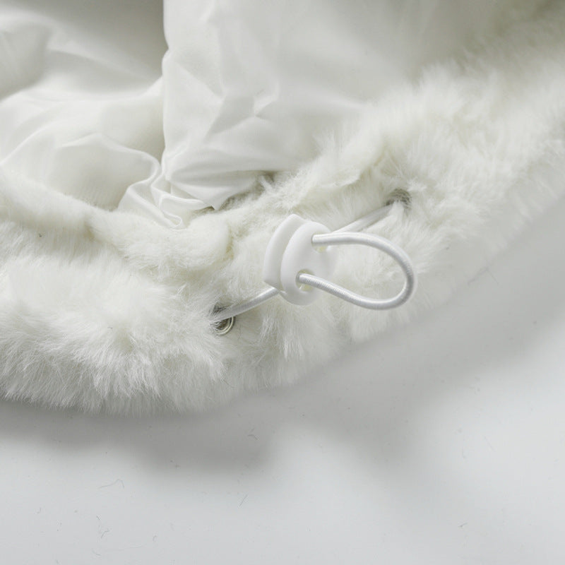 Men's Hip Hop Letter Embroidered Rabbit Fur Jacket