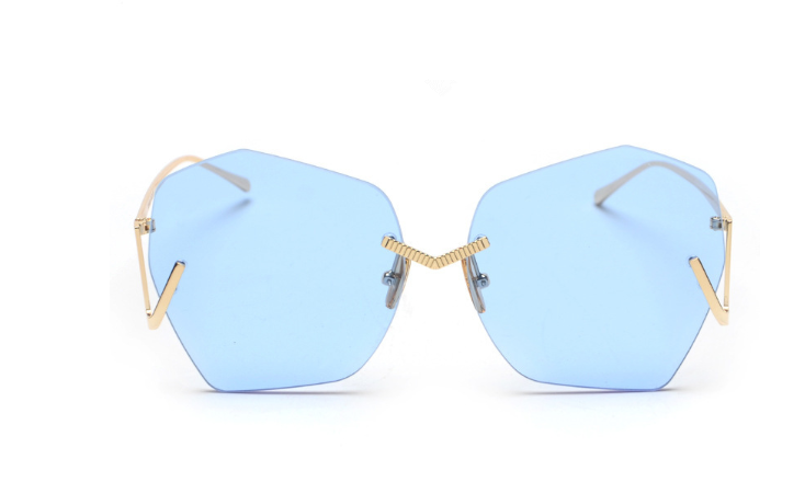 Sunglasses polygonal flat lens