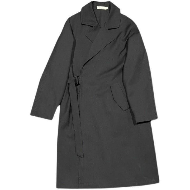 Men's Wind Loose Solid Color Casual Medium Length trench coat