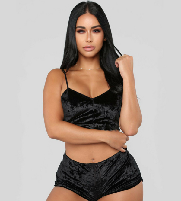 sexy lady Velvet Suspender Suit