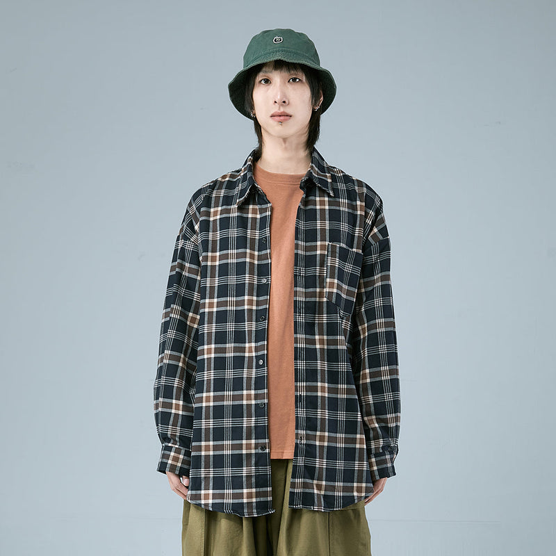 Long Sleeve Plaid Shirt jacket men