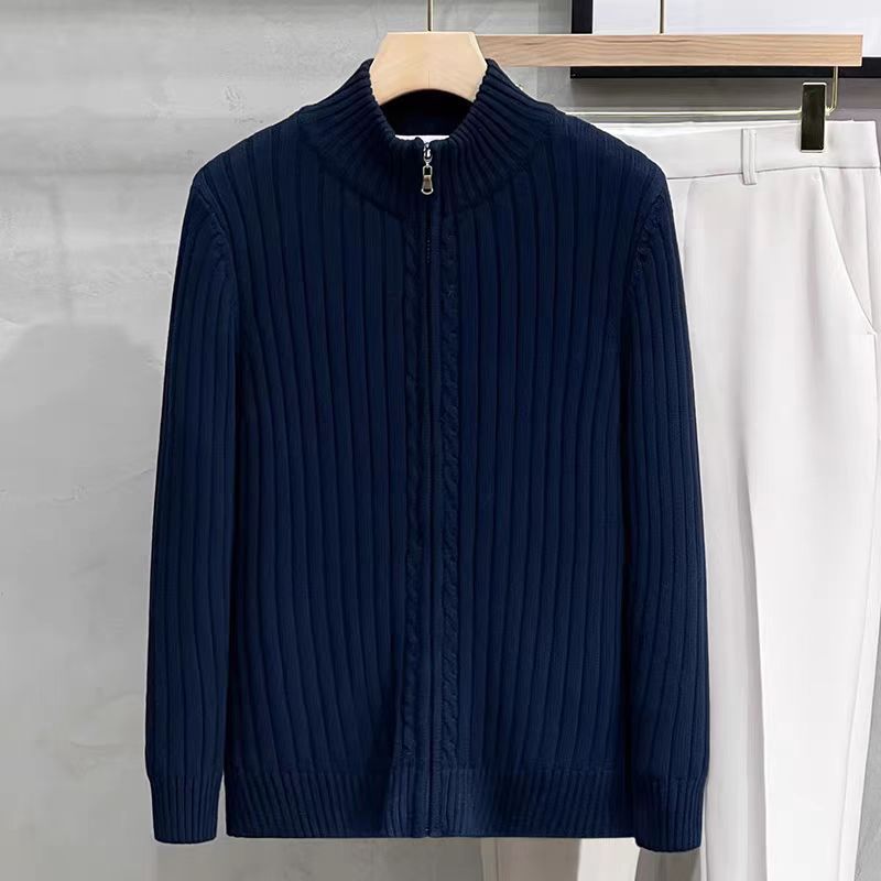 Cardigan Solid Color Zipper Outerwear Sweater