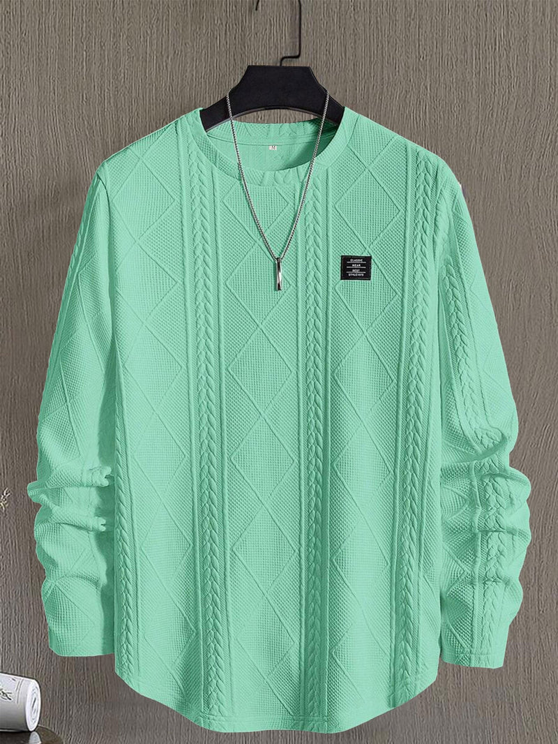 Men's Letter Chest Detail Casual Loose Round Neck Pullover Long Sleeve sweater