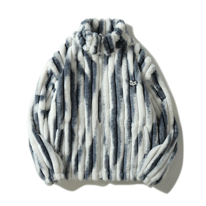Men's Casual Simple Tie-dye Lamb Plush Jacket