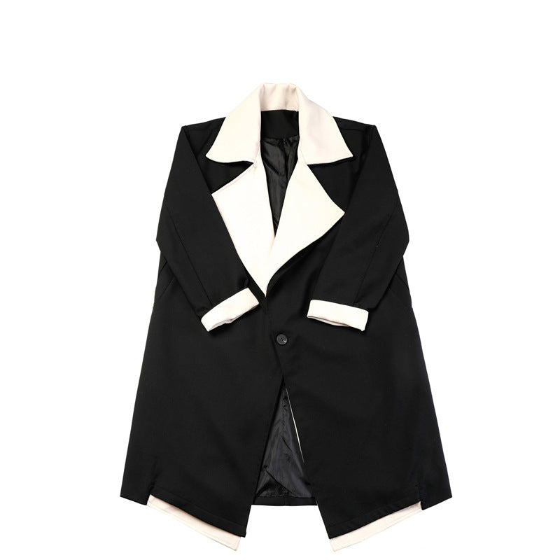 Large Lapel Mix And Match Bandage Dress Suit Coat