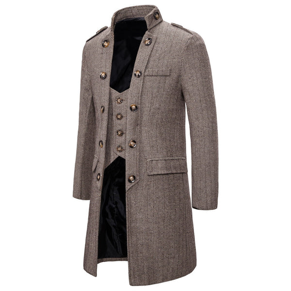 Men's two herringbone trench coat