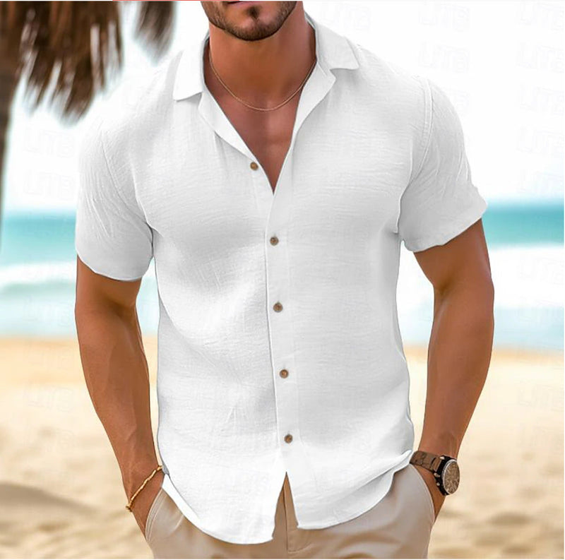 Men's Button Beach Shirt Short Sleeve