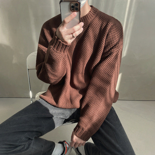 Pineapple Pattern Long-sleeved Pullover Bottom Sweater