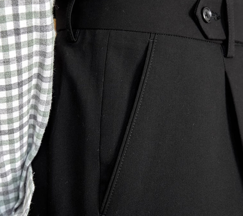 High Waist Baggy Straight Gentry Non-ironing Trousers