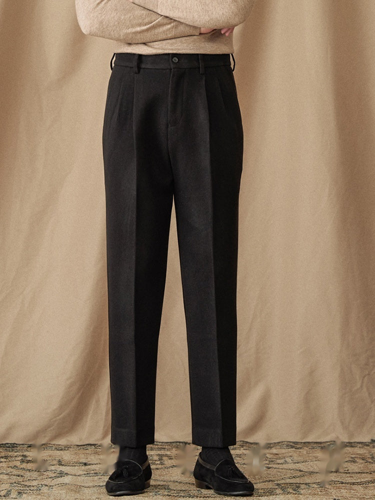 Winter Thickened Sanded Fabric Micro Straight Commute Leisure Suit Pants
