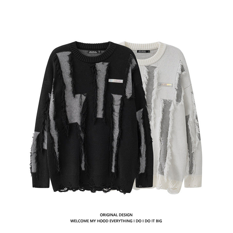 Men's And Women's Loose Round Neck Destroyed Sweater