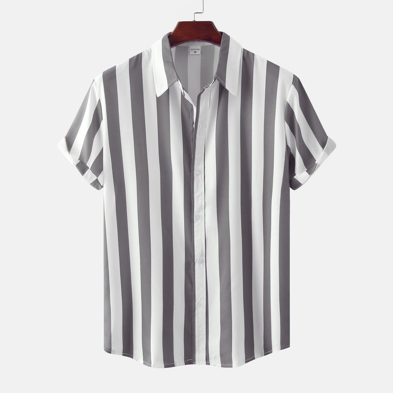 Men's striped Short Sleeve Loose Shirt