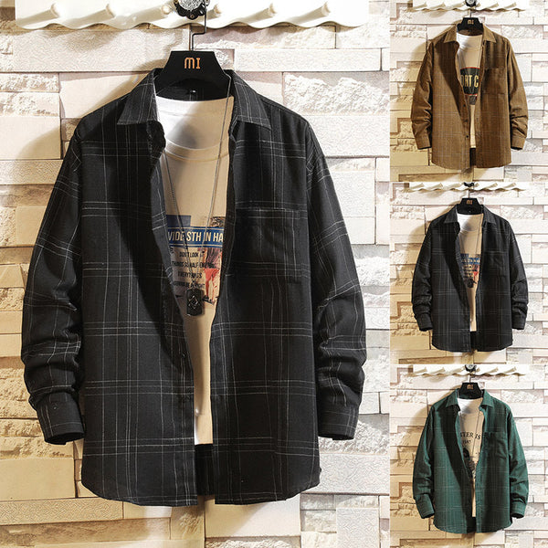 Men's Plaid Long-sleeved Shirt