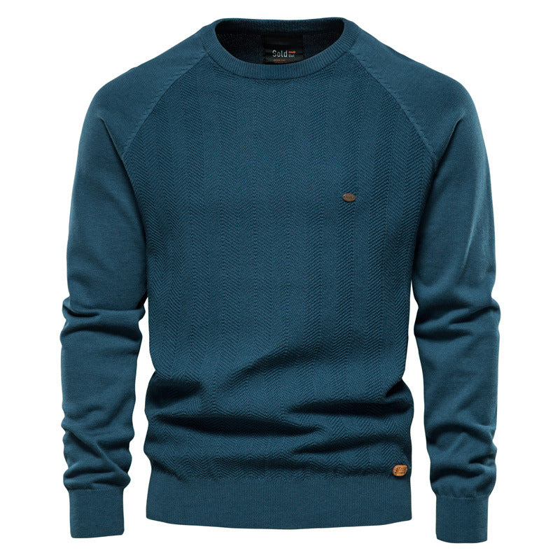 New Men's Solid Color Raglan Sleeve Casual Sweater
