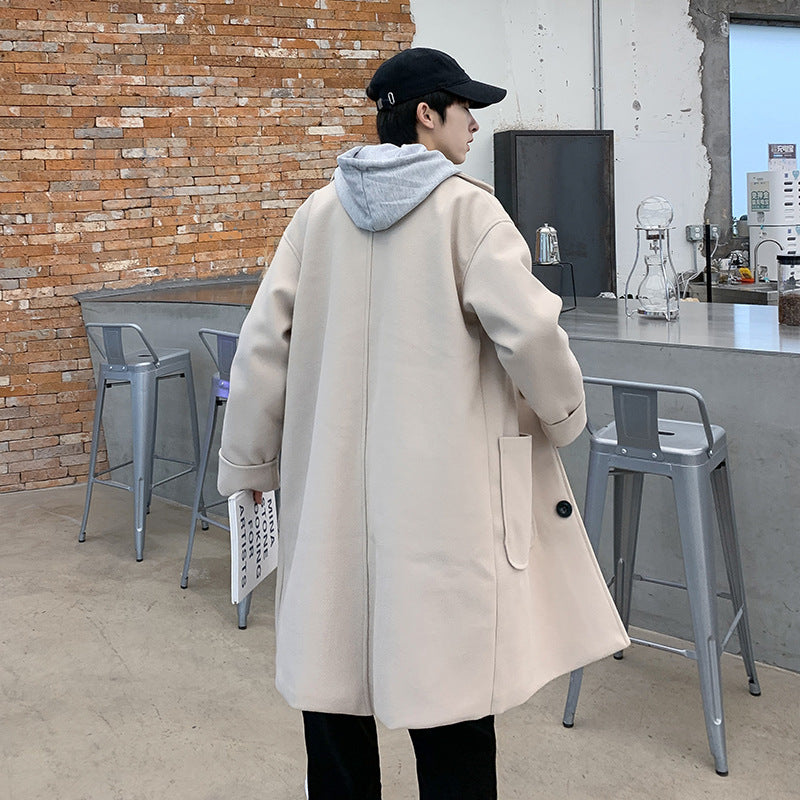 Fashion Men's Mid-length Thick Woolen Coat