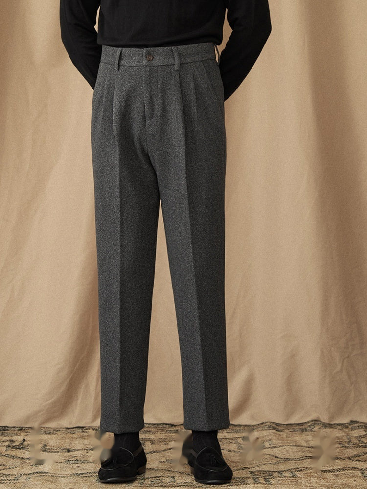 Winter Thickened Sanded Fabric Micro Straight Commute Leisure Suit Pants