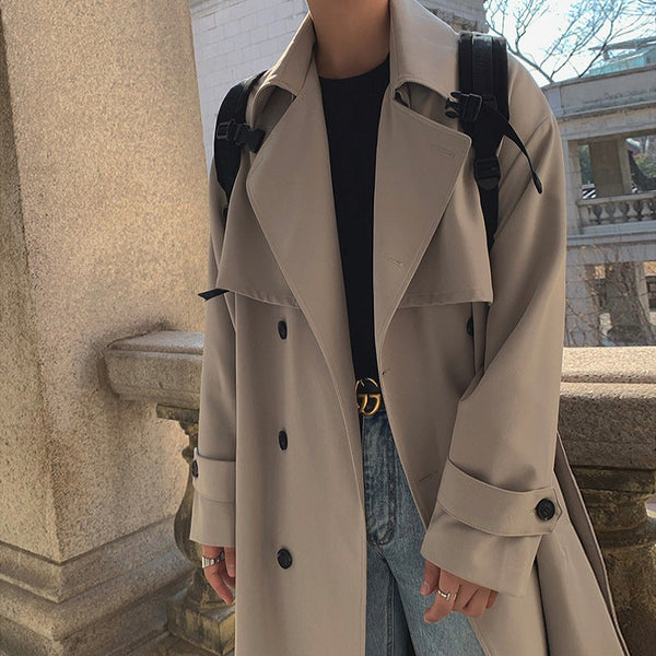 Men's Casual Mid-length Double-breasted Loose Coat