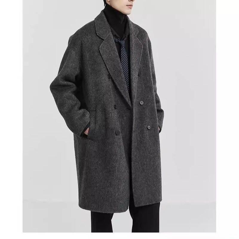 Double-sided Woolen Men's Mid-length trench coat