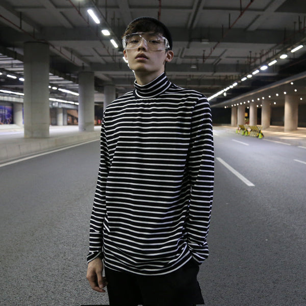 Striped turtleneck bottoming sweater