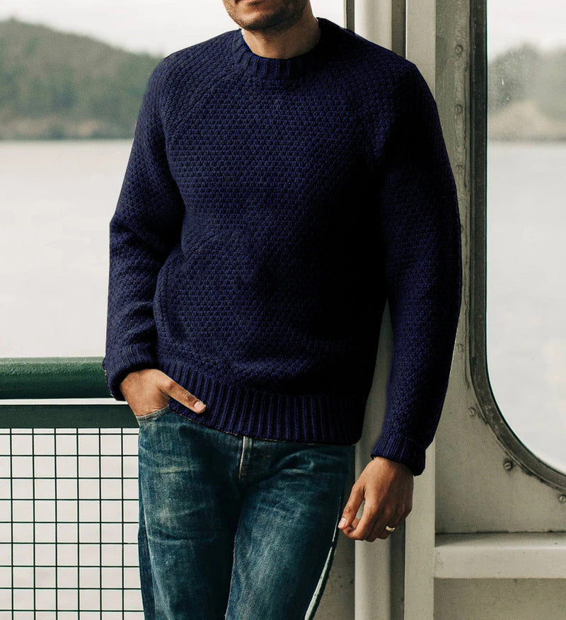 Men's Pullover Winter Casual Solid Color Round Neck Knitted sweater
