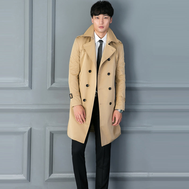 Long Double Breasted Spring And Autumn Slim Business Coat