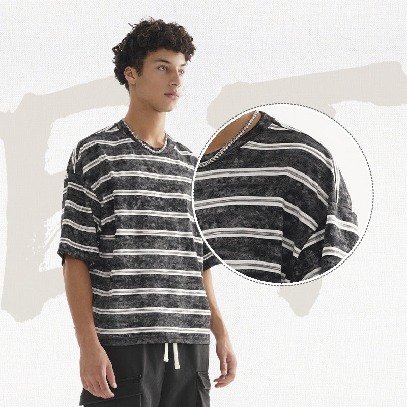 Retro Style Striped Loose T-shirt