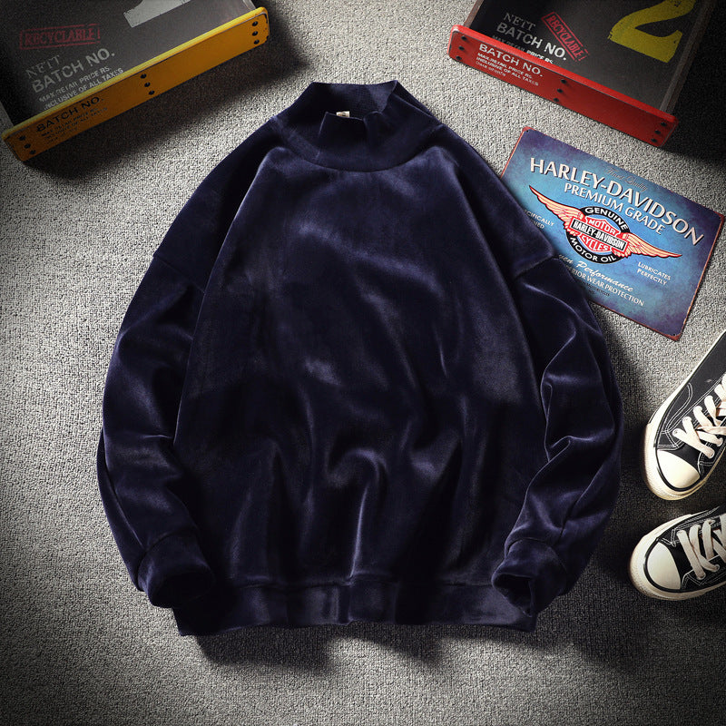 Gold Velvet Half Turtleneck Sweater men