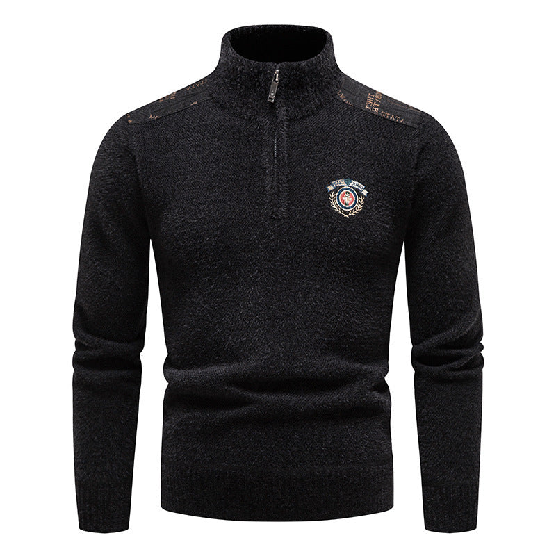 Velvet Stand Collar Thickened Men's Sweater