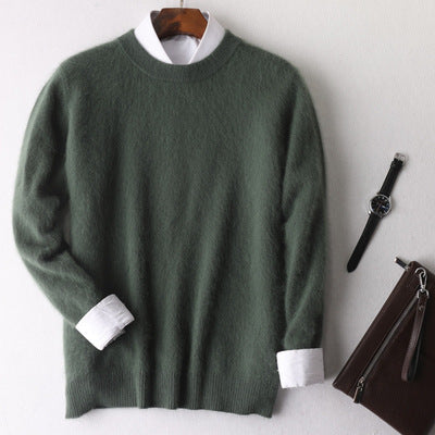 New Cashmere Men's Round Neck Loose Thick Mink Sweater