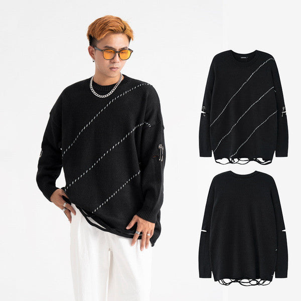 Round neck couple sweater men