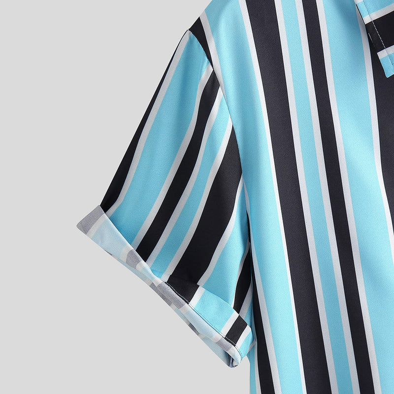 Men' Stripe Short Sleeve Shirt