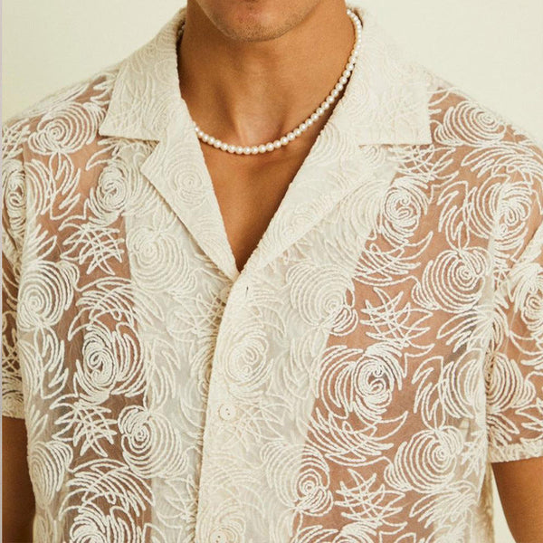 Men's Draping Hollow Lace Shirt