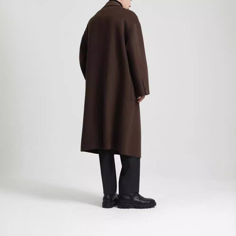 Long Double-faced Wool Overcoat Men