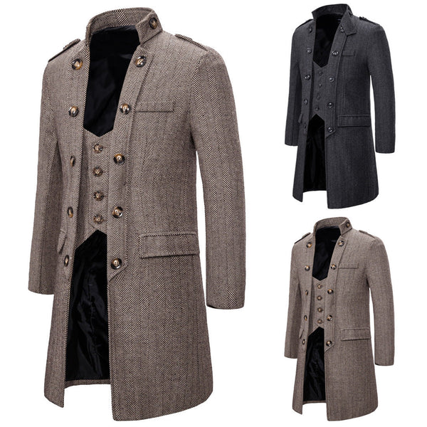Men's two herringbone trench coat