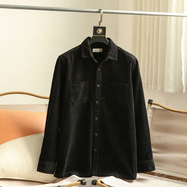 Pure Cotton Corduroy Men's Solid Color Casual Long Sleeves shirt