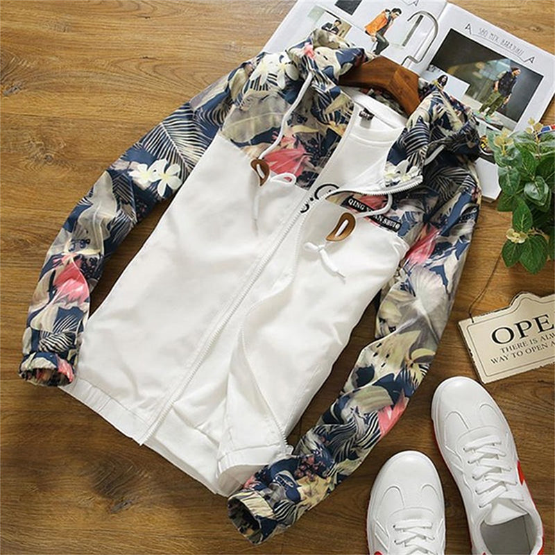 Floral Jacket Men Slim Fit Flowers Pilot Jacket