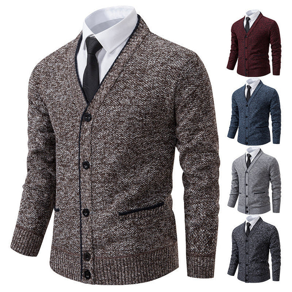 Casual Fleece-lined Cardigan Long Sleeve Sweater