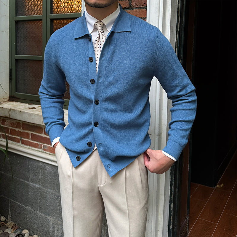 Slim Men's Wool Knit Cardigan Vintage sweater