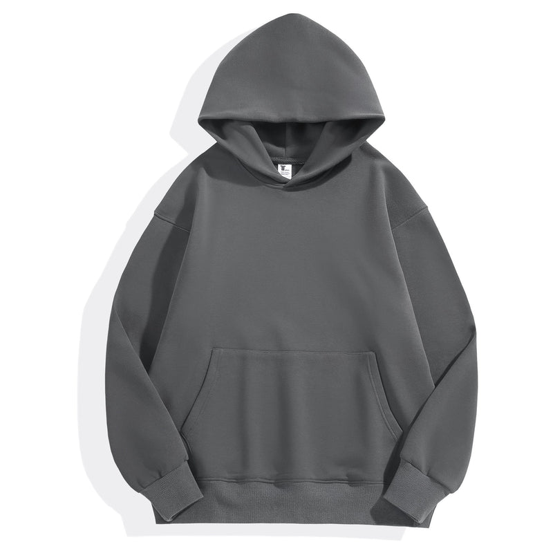Fleece Hooded Pullover Men's Solid Color Sweater