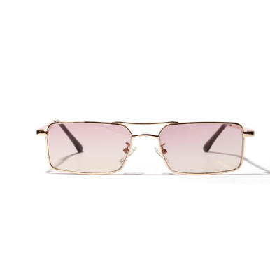 double beam small  box metal light red sunglasses