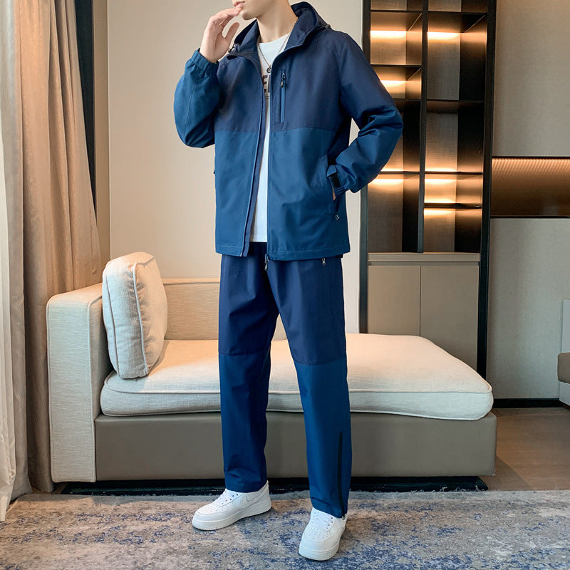 Men's Spring And Autumn Hooded Suit With Casual Sports Suit Jacket