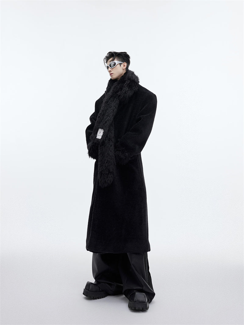 Scarf Design Plush Thickened Overcoat