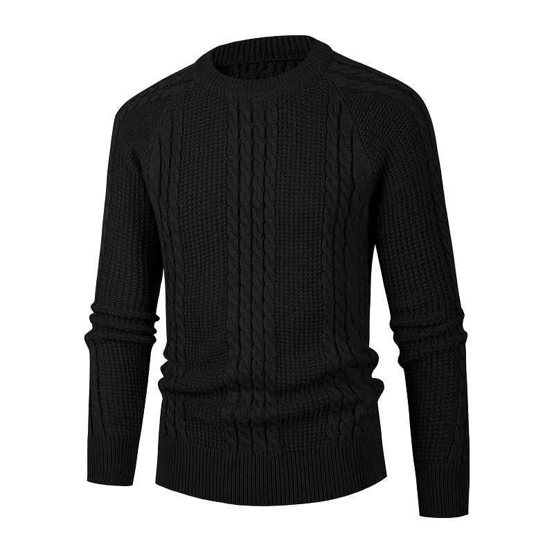 Men's Solid Color Fried Dough Twist Knitwear Pullover sweater