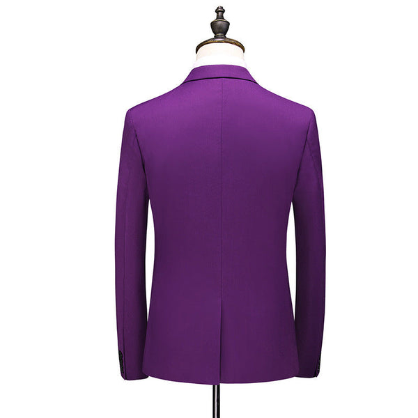 Men's Three-piece Evening Dress Banquet Wedding Korean Style Solid Color Suit