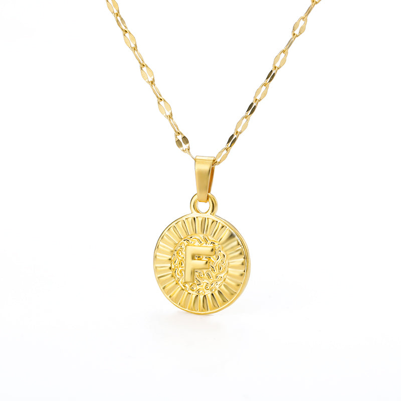 English Alphabet Disc Necklace Men and women